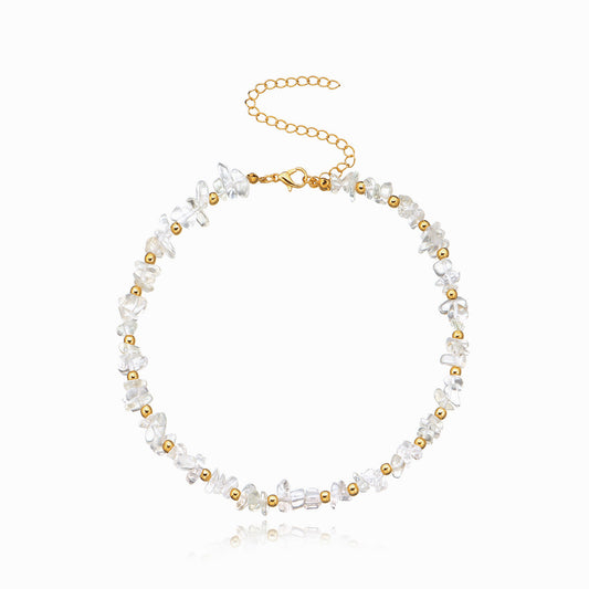 Collier ras du cou transparent réglable en perles de cristal irrégulières