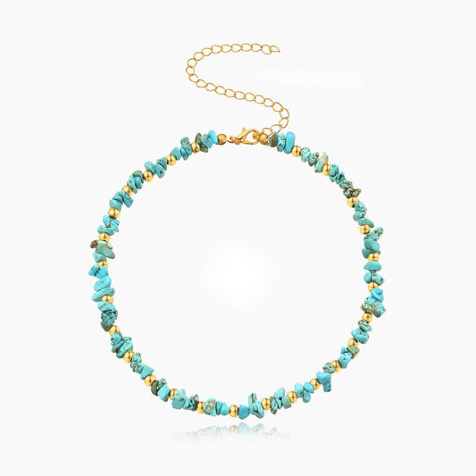 Collier ras du cou transparent réglable en perles de cristal irrégulières