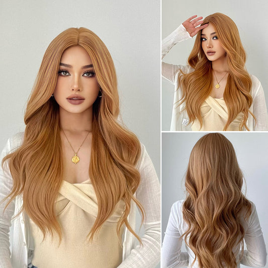 Perruque Haute Tolerance Longue Ondulé Blonde Synthetique 60cm
