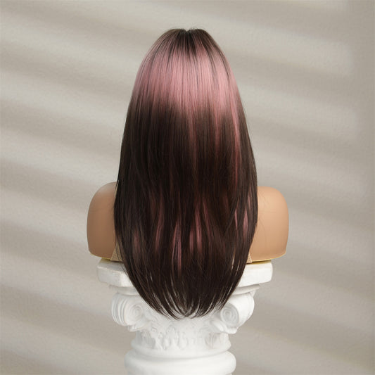 Perruque Haute Tolerance Longue Raide Rosé Synthetique 55cm