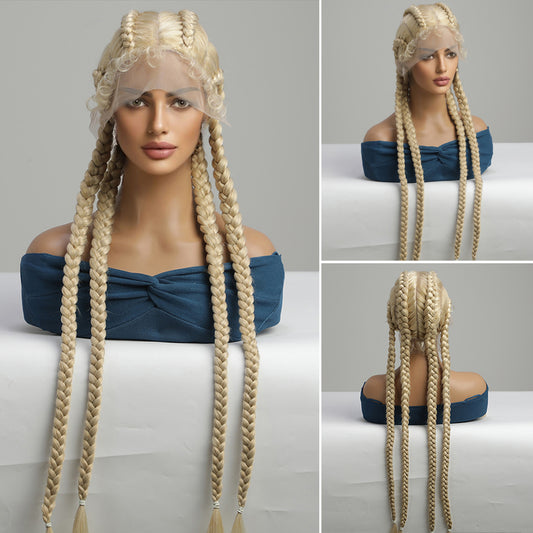 Perruque Haute Résistance à tressé manuelle Blonde Synthetique 80cm