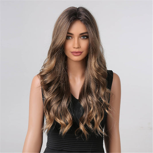 Perruque T part Lace Wig longue Ondulée Brun Ombrée 60cm