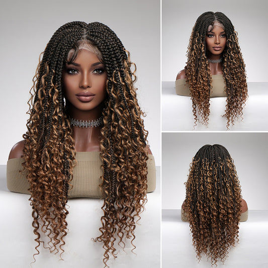 Perruque Haute Résistance à tressé manuelle Balayage Blonde Synthetique 65cm