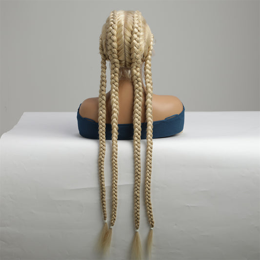 Perruque Haute Résistance à tressé manuelle Blonde Synthetique 80cm
