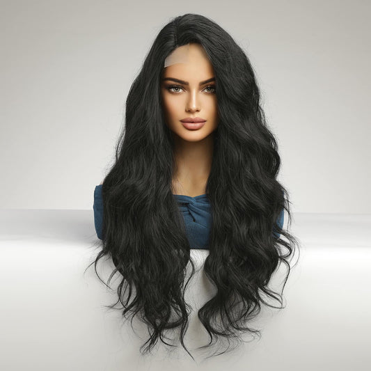 Perruque Lace Wig Tolerance Ondulé Longue Noir 60cm