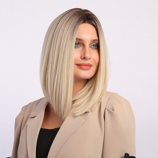 Perruque Lace Wig Bobo Raide Blonde Ombré 40cm