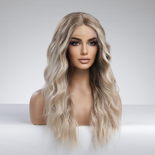 Perruque T part Lace Wig Ondulée Blonde Synthetique 65cm