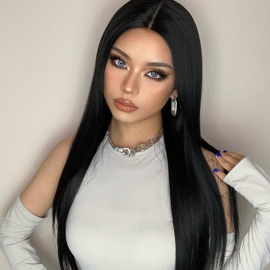 Perruque T part Lace Wig longue Raide Noir 70cm