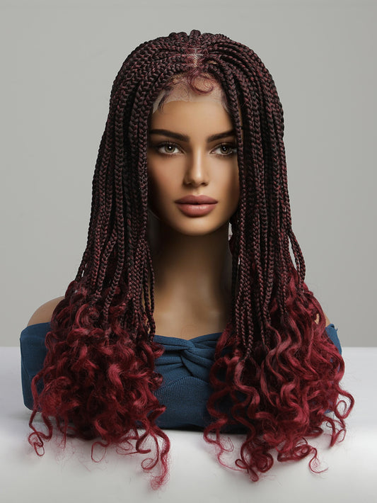 Perruque Haute Résistance à tressé manuelle Bordeaux Synthetique 55cm