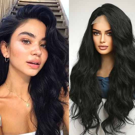 Perruque Lace Wig Tolerance Ondulé Longue Noir 60cm