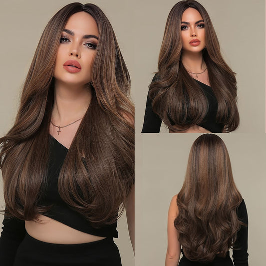 Perruque Synthetique Haute Tolerance Ondulé Brun 50cm