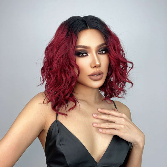 Perruque T part Lace Wig Ondulée Bordeaux 40cm