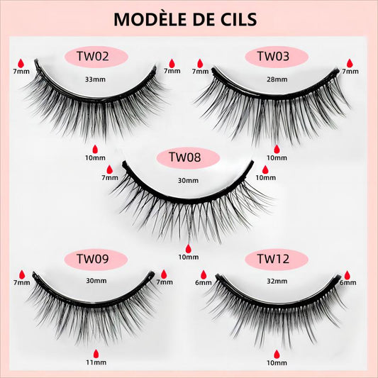 3 Paires D'extension De Cils Auto-adhésifs Réutilisable Naturels Sans Colle Faux Cils