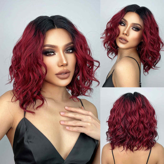 Perruque T part Lace Wig Ondulée Bordeaux 40cm
