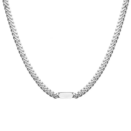 Collier à maillons cubains en argent Fermoir à bouton