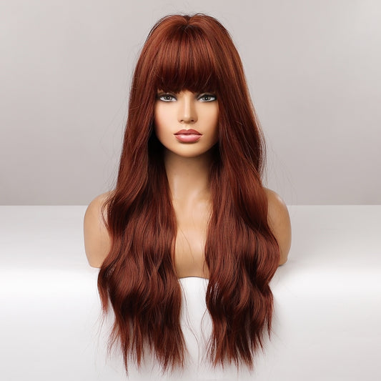 Perruque Haute Tolerance Ondulé Roussé Avec Frange Synthetique 60cm