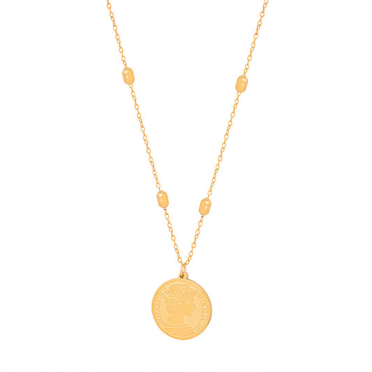 Collier à pendentif rond Portrait
