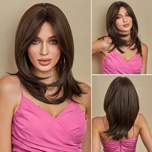 Perruque Haute Tolerance Raide Blonde Miel Synthetique 50cm