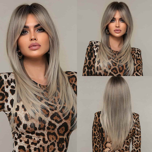 Perruque Synthetique Haute Résistance Raide Mélange Blonde 60cm