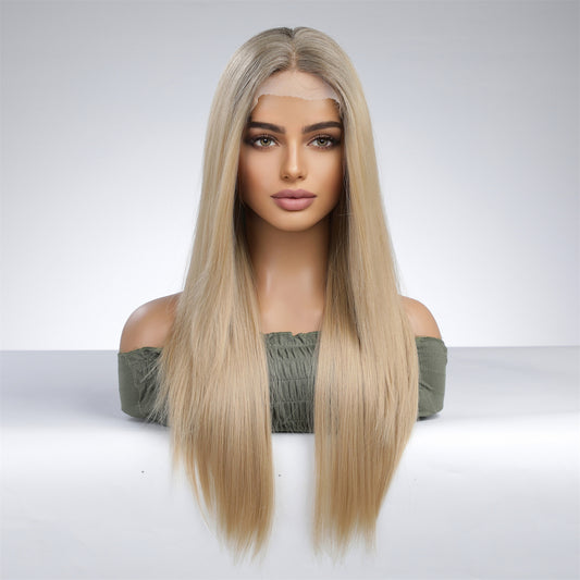 Perruque T part Lace Wig longue Raide Blonde 60cm