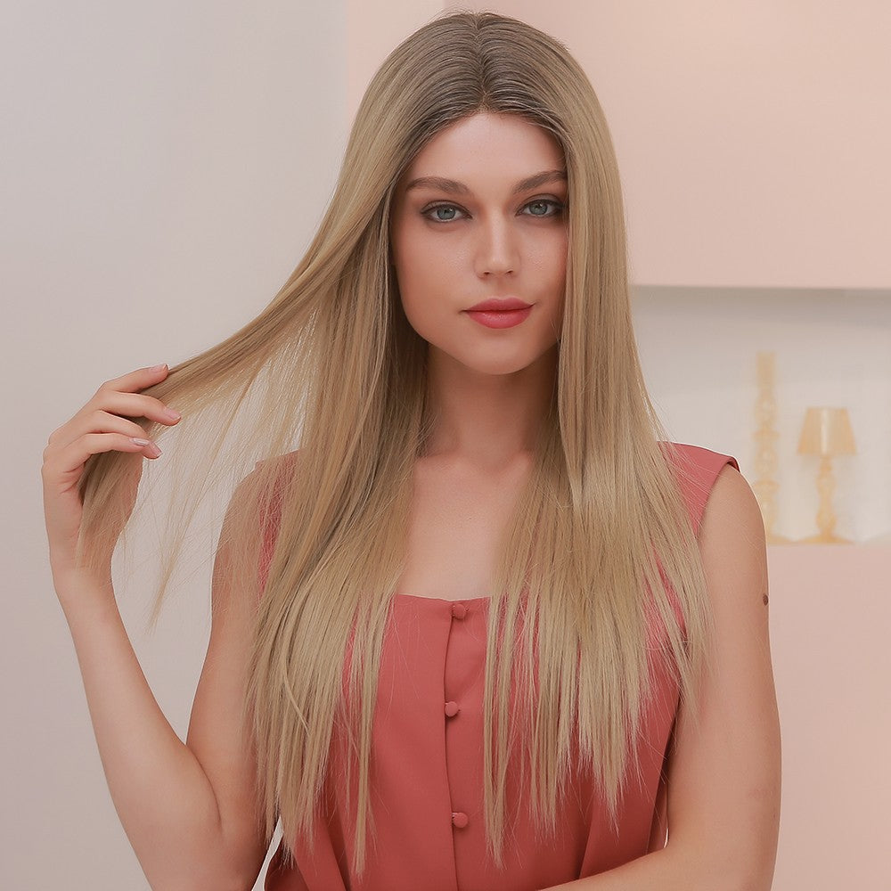 Perruque T part Lace Wig longue Raide Blonde 60cm