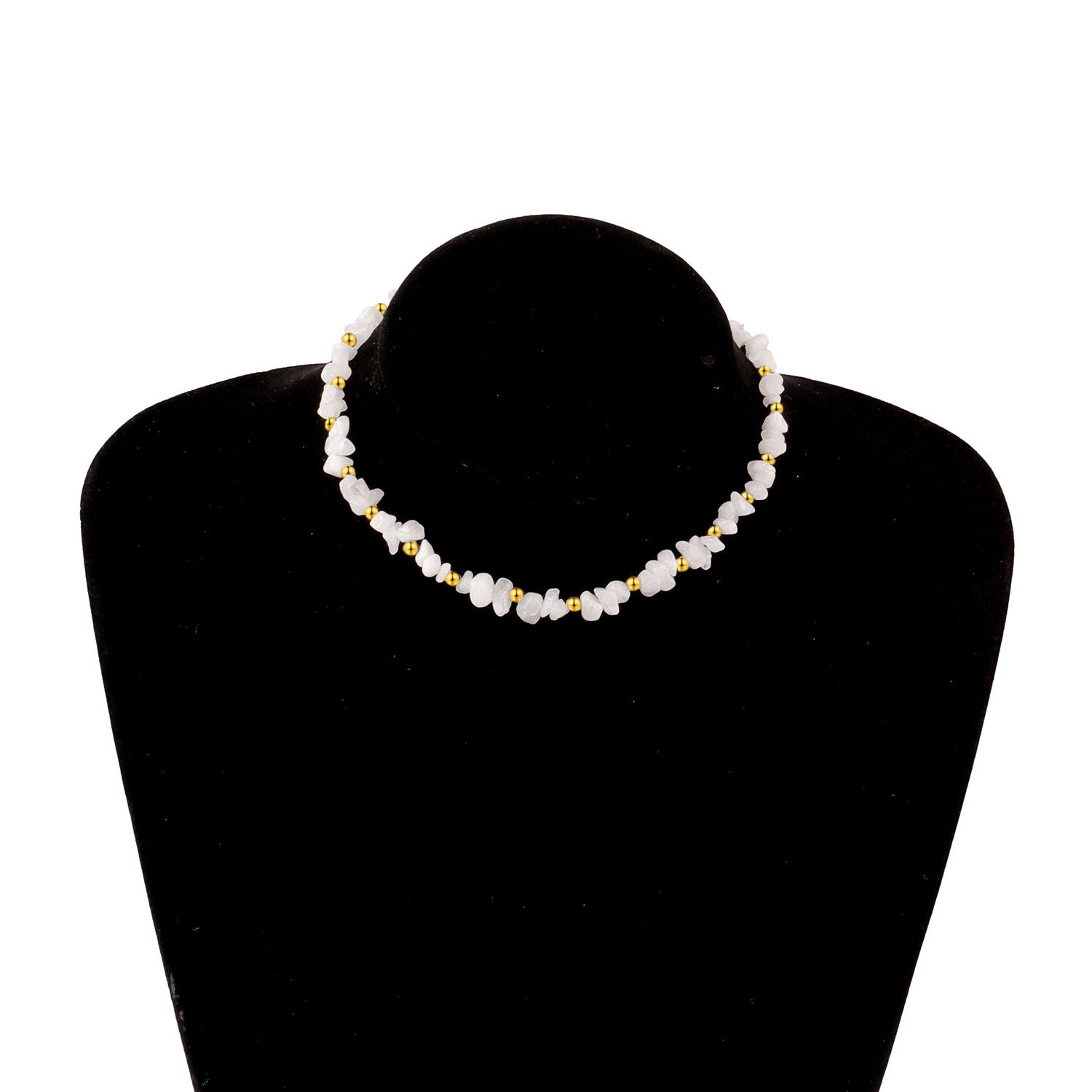 Collier ras du cou transparent réglable en perles de cristal irrégulières
