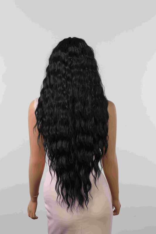 Perruque T part Lace Wig longue Bouclée Curly Noir 75cm