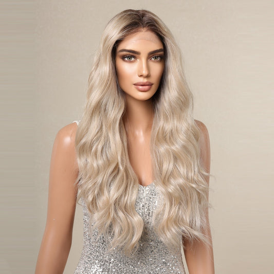 Perruque Lace Front Wig Ondulée Blonde Synthetique 60cm