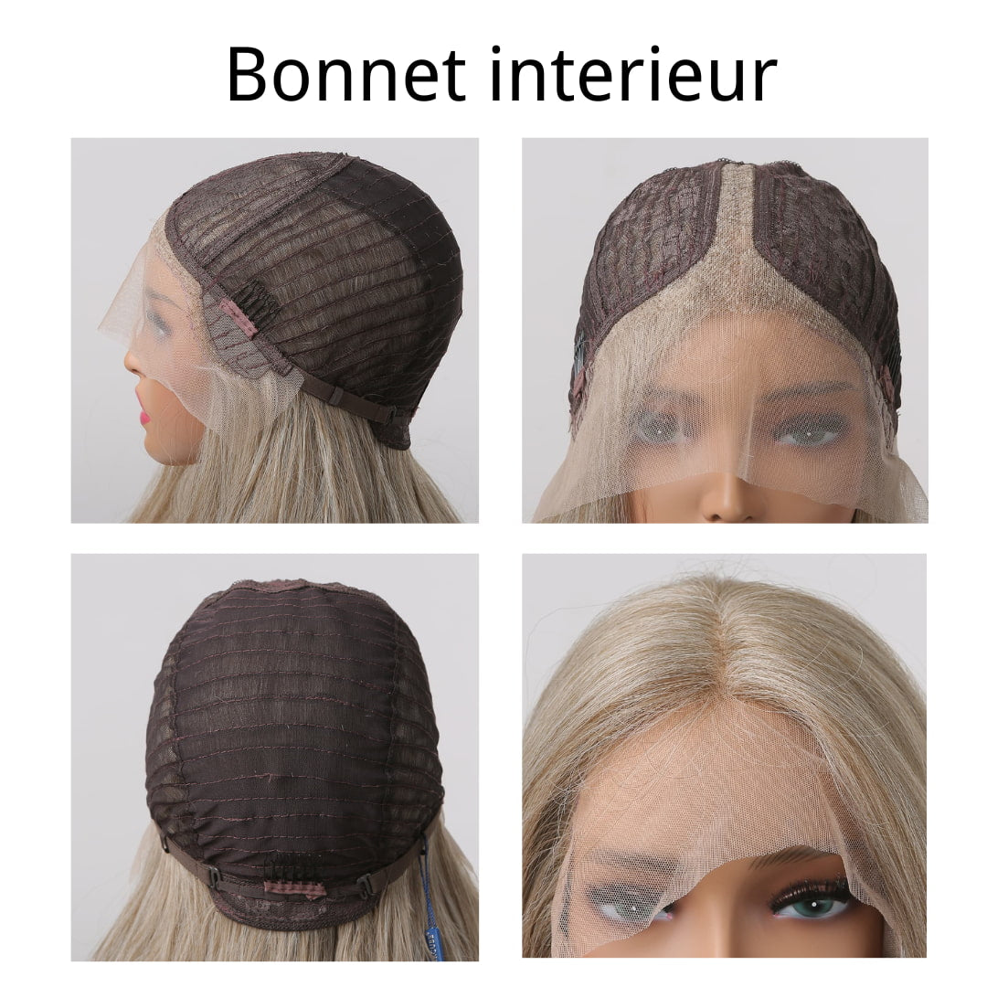 Perruque T part Lace Wig  Ondulée Brun Synthetique 65cm
