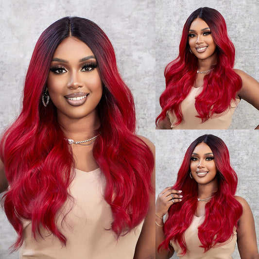 Perruque T part Lace Wig Ondulée Bordeaux 60cm