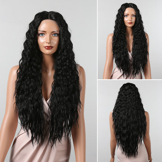 Perruque T part Lace Wig longue Bouclée Deeply Noir 75cm