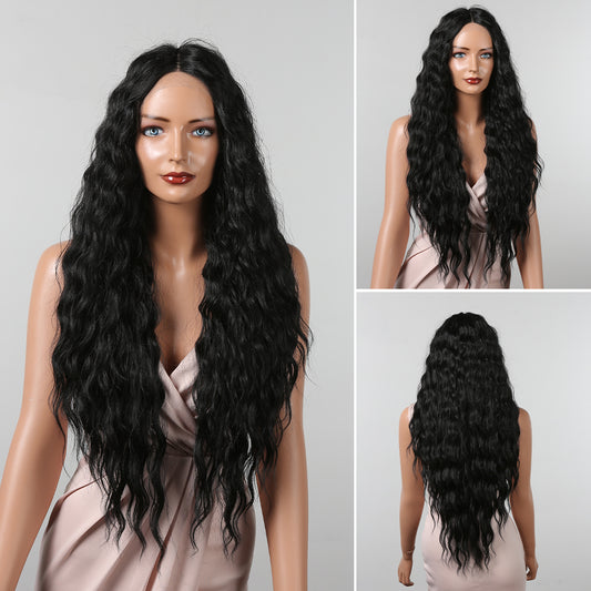 Perruque T part Lace Wig longue Bouclée Curly Noir 75cm
