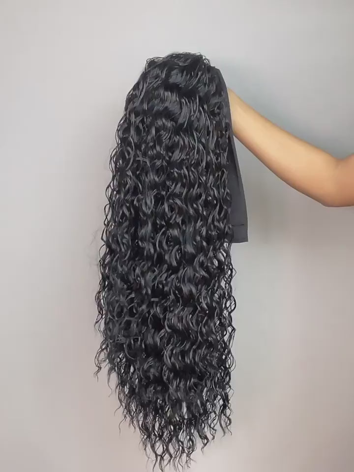 Perruque Haute Tolerance Bandeau Curly Noir Synthetique 60cm